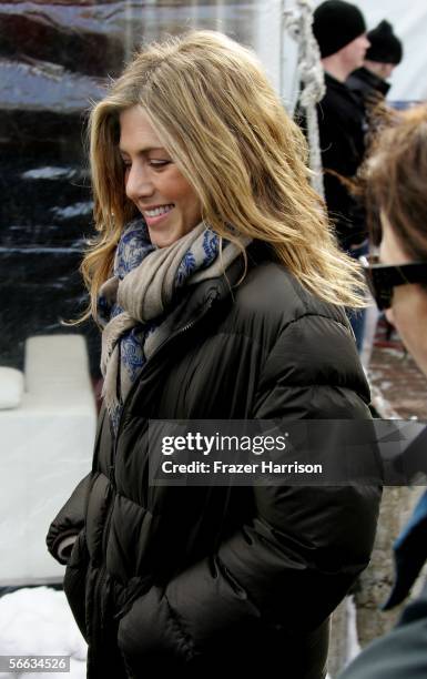 Actress Jennifer Aniston exits a press conference during the 2006 Sundance Film Festival on Main Street January 20, 2006 in Park City, Utah.