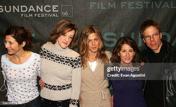 Actresses Catherine Keener, Joan Cusack, Jennifer Aniston, director Nicole Holofcener and Greg Germann attend the "Friends with Money" Press...