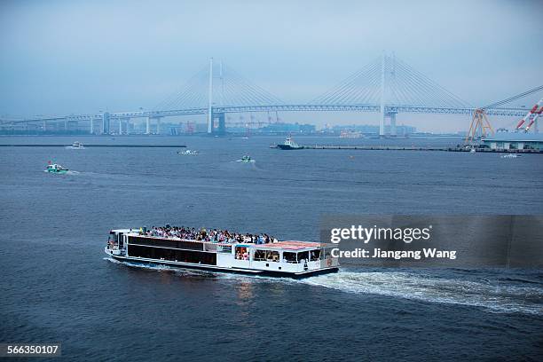Yokohama, Japan Sight seeing cruising ship 'Rose' sailing in the Yokohama bay.