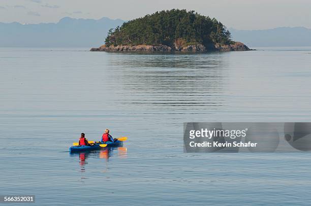 Paddlers and small island, Deception Pass State Park, Whidbey Island, Puget Sound, Washington - part of Salish Sea