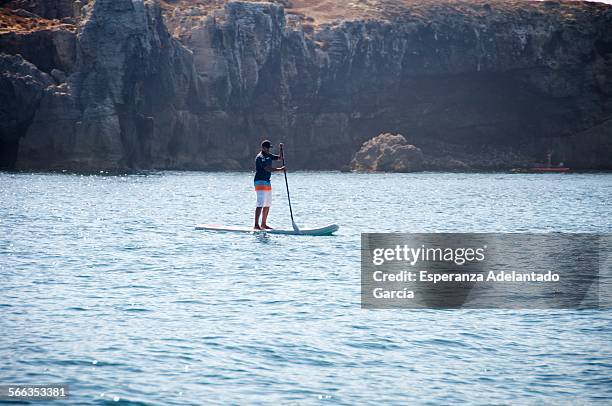 Man stand up in a paddle surf on Tarifa, Cadiz, Spain