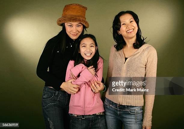 Actresses Vivian Wu and Phoebe Jojo Kut and director Julis Kwan pose for a portrait at the Getty Images Portrait Studio during the 2006 Sundance Film...