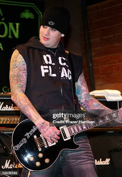 Musician Benji Madden performs onstage at the "All Star Jam Band" at the Forum at the SkiHouse during the 2006 Sundance Film Festival on January 20,...