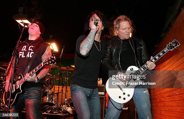 Musicians Benji Madden, Billy Morrison and Matt Sorum perform onstage at the "All Star Jam Band" at the Forum at the SkiHouse during the 2006...