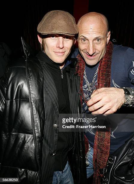 Musicians Chris Chaney and Kenny Aronoff pose inside at the "All Star Jam Band" at the Forum at the SkiHouse during the 2006 Sundance Film Festival...