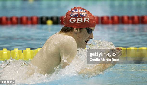 Jonathan Cook of Great Britain competes in the men's 200m breaststroke during the Swimming Arena World Cup on January 21, 2006 in Berlin, Germany.