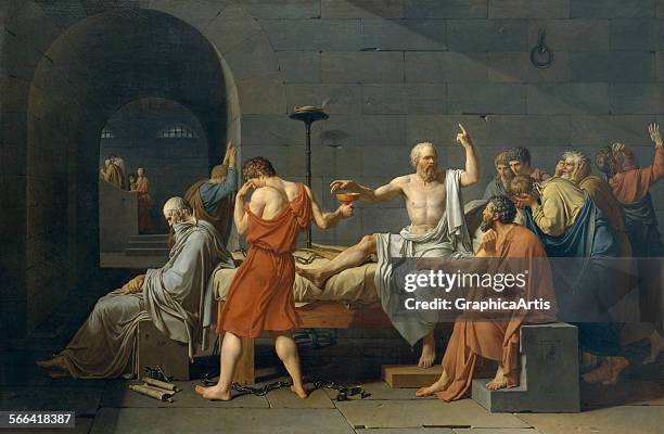 The Death of Socrates by Jacques-Louis David ; oil on canvas, 1787. From the Metropolitan Museum of Art, New York.