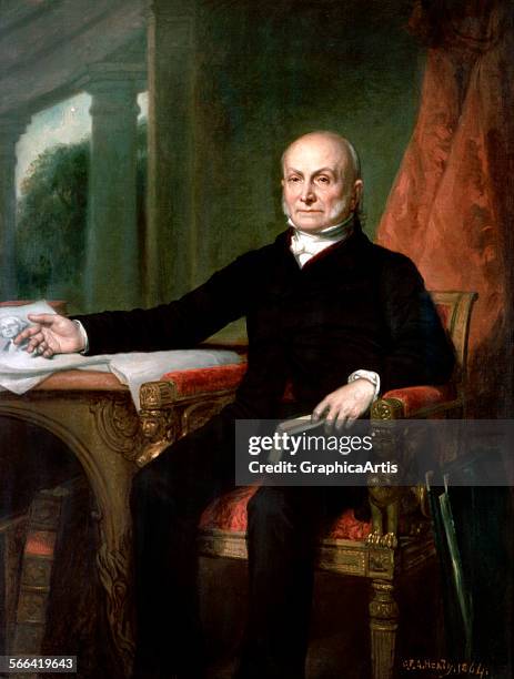 Official portrait of President John Quincy Adams by George PA Healy ; oil on canvas, 1858. From the White House collection, Washington DC.