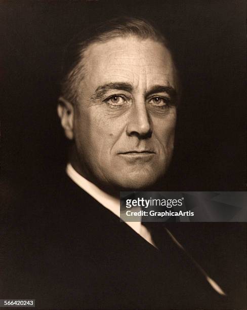 Portrait of Franklin D Roosevelt by Vincenzo Laviosa ; toned silver print, 1932.