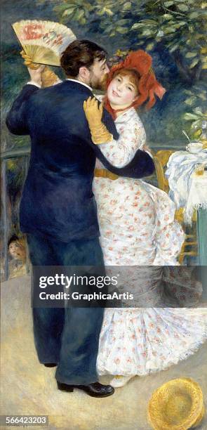 Danse a la campagne by Pierre-Auguste Renoir ; oil on canvas from the Musee d'Orsay, Paris. Commissioned by Paul Durand-Ruel, the two dancers are...