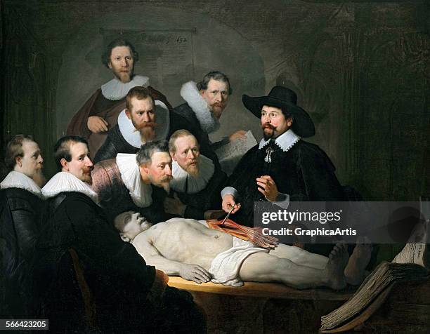 The Anatomy Lesson of Dr Nicolaes Tulp by Rembrandt Harmensz van Rijn ; oil on canvas in the Koninklijk Kabinet, Mauritshuis, The Hague, Netherlands.