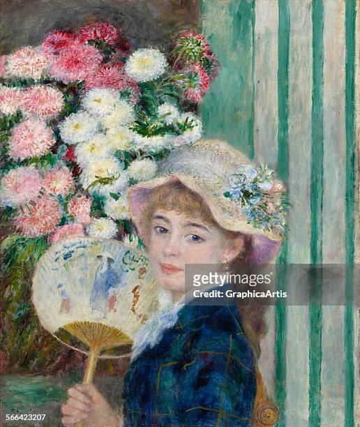Girl with a Fan by Pierre-Auguste Renoir ; oil on canvas, circa 1879, from the Sterling and Francine Clark Art Institute, Williamstown,...