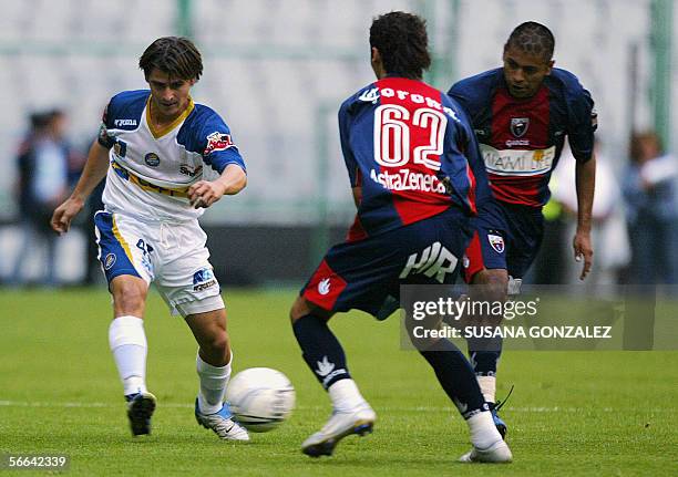 Jorge Estrada of Dorados vie the ball with Jose Maria Cardenas of Atlante, during the start of the tournament Clausura 2006 of the mexican soccer...