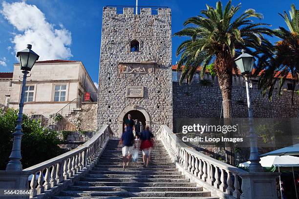 The Land Gate and Revelin Tower entrance to the old town at Korcula.
