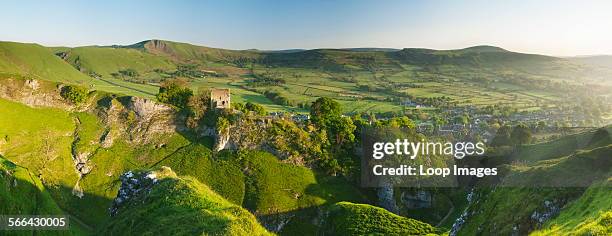 The ruins of Peveril Castle, built in the 12th century by Henry ll, in the Peak District National Park.