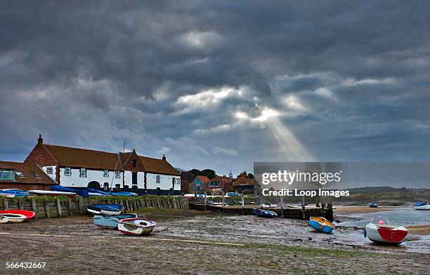 Sun beams over Burnham Overy Staithe.