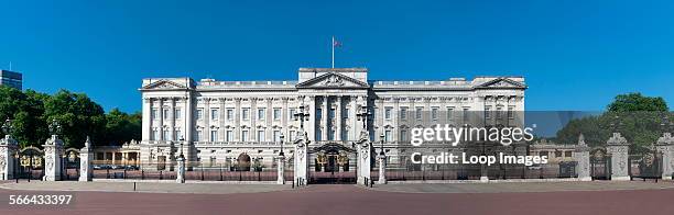 Panoramic view of Buckingham Palace in London.