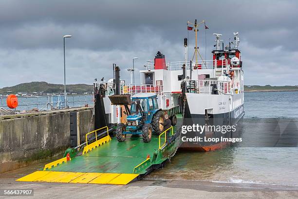 Tractor reverses onto the Fionnphort to Iona ferry.