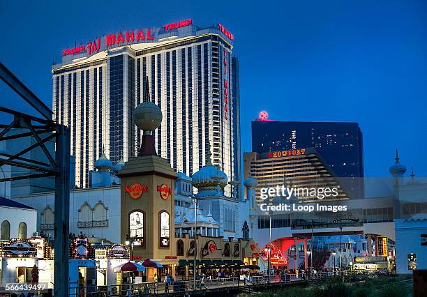 Casino and shops on the boardwalk in Atlantic City.