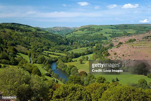 View along the Wye Valley in Powys.
