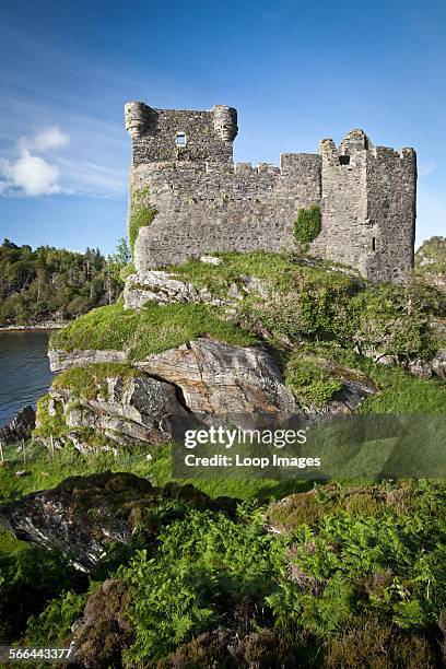 View toward Castle Tioram on Loch Moidart which is on a tidal island called Eilean Tioram.