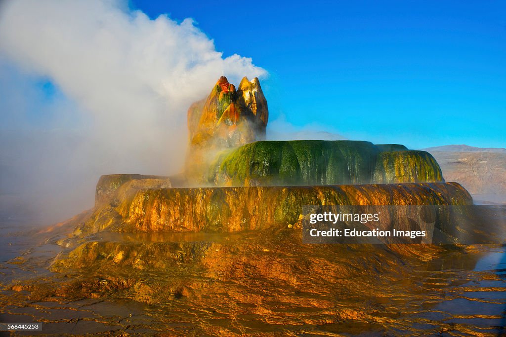 Nevada, Black Rock Desert, Fly Geyser, Erupting