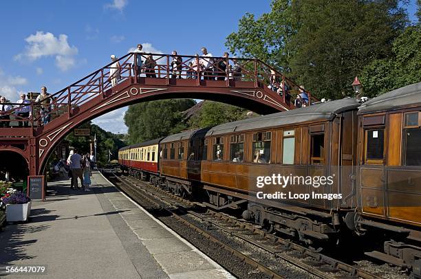 Train at Goathland station in the North York Moors National Park.