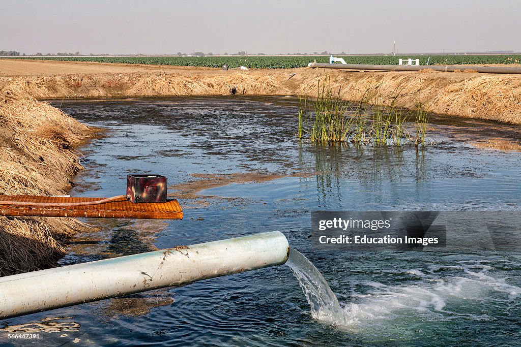 Groundwater well pumping into holding pond on Cardello Winery