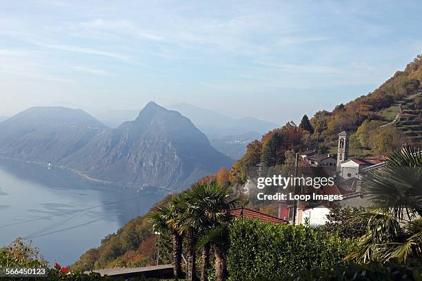 Monte San Salvatore and Lake Lugano seen from Monte Bre.