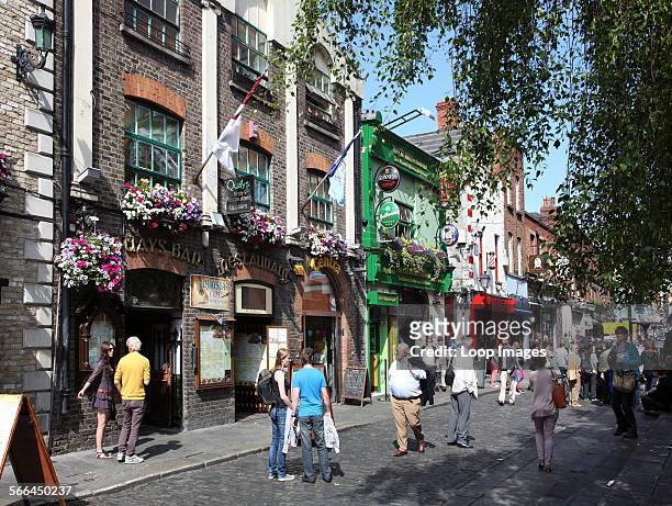 Summer day on Essex Street in Dublin's Left Bank quarter.