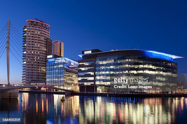 View of the BBC Offices and Studios at Media City in Salford Quays.