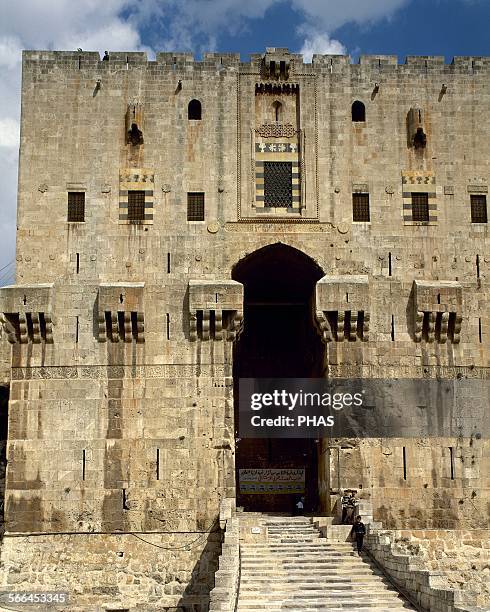 Syria, Aleppo. The Citadel. Medieval fortified palace in the centre of the old city. The majority of the construction as it stands today is thought...