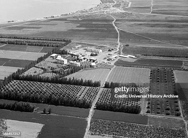 Photograph of Degania Alef, a kibbutz in Northern Israel. Dated 1912.