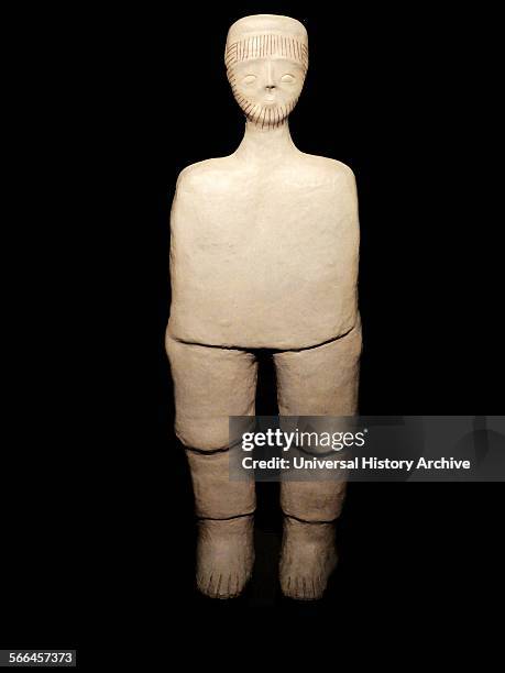 Ancestor statue from the Tahunian culture, probably represented a mythological ancestor of the community. Found in Jericho. Dated 9,000 years ago.