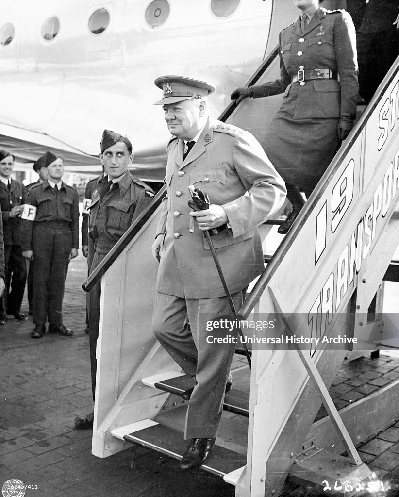 Churchill; arrives for the Potsdam conference