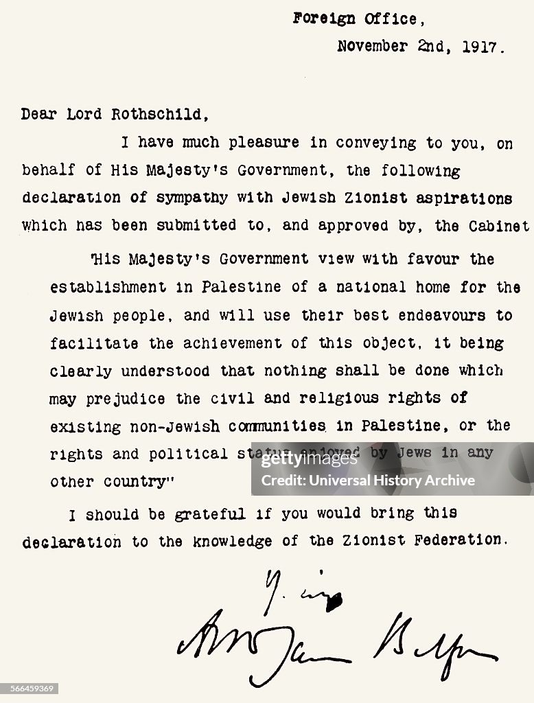 The Balfour Declaration.