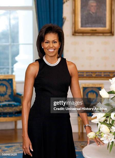 Official portrait of First Lady Michelle Obama . An American lawyer and writer. Photographed by Joyce N. Boghosian. Dated 2009.