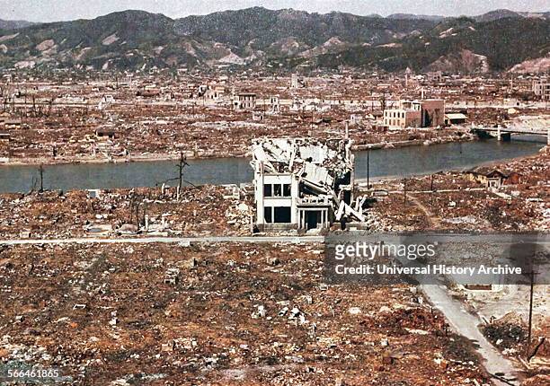 World War II, after the explosion of the atom bomb in August 1945, Hiroshima, Japan.