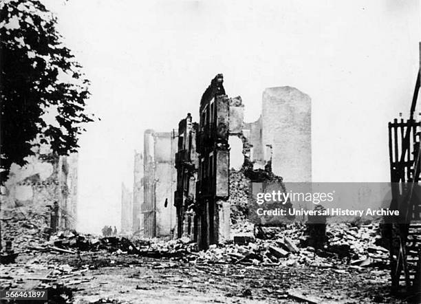 The ruins of Guernica after bombing by the German Condor legion Aircraft, 1937.