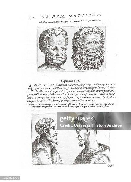 Illustration on Physiognomy from 'De humana physiognomonia libri IIII'; By Giambattista della Porta , also known as Giovanni Battista Della Porta an...