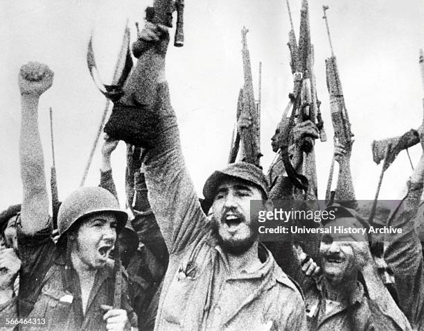 Fidel Castro with fellow revolutionary rebels in Cuba 1959.