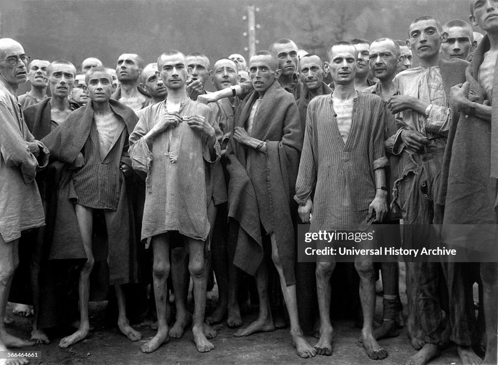 Liberated prisoners at Ebensee Concentration Camp.