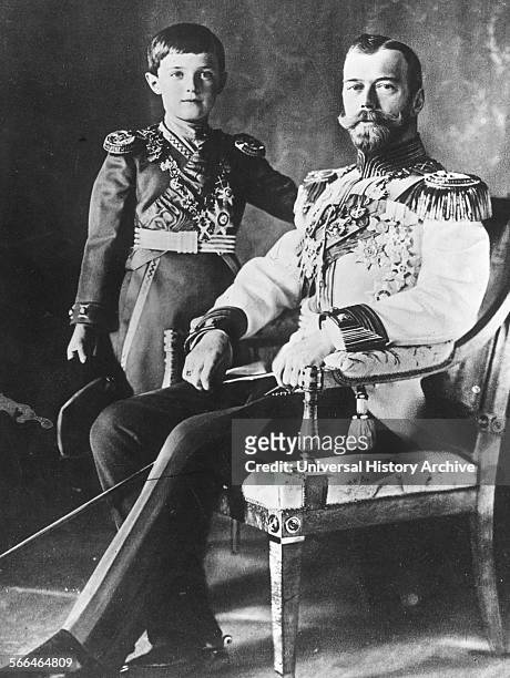 Tsar Nicholas II and Tsarevich Alexis of Russia in 1914.