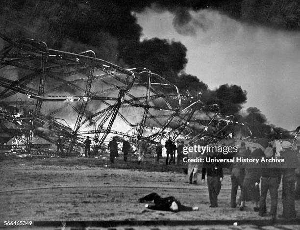 The airship Hindenburg in Lakehurst, New Jersey 1936.