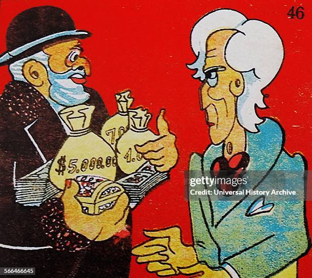 Anti-Semitic cartoon published in Spain depicting Manuel Portela y Valladares a Spanish political figure during the Second Spanish Republic. Minister...