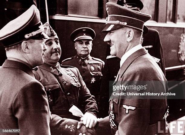 German Nazi leader, Adolf Hitler meets Spanish Nationalist, General Franco, in Berlin 1936.