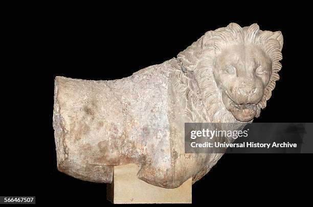 Lion statue from the Mausoleum at Halicarnassus . Made about 350 BC.