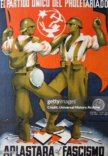 Only the party of the proletariat will crush fascism declares a Communist republican propaganda poster, during the Spanish Civil War.