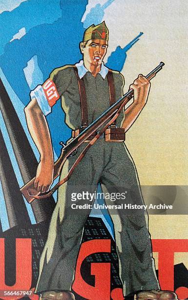 Republican militia soldier during the Spanish Civil War. The Unión General de Trabajadores is a major Spanish trade union, historically affiliated...
