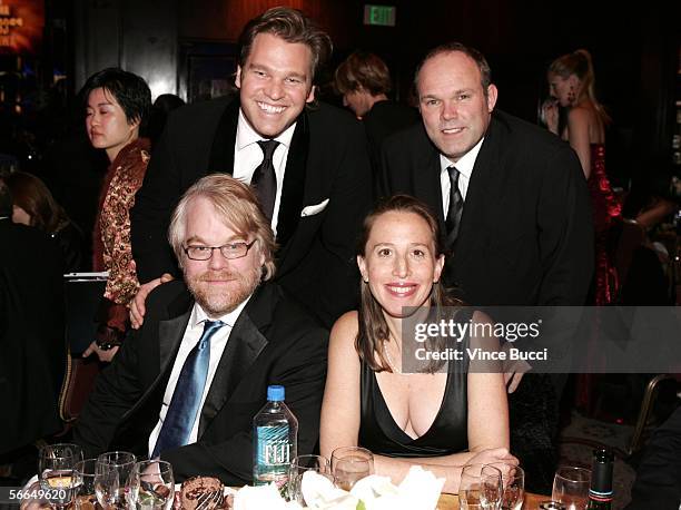 Actor Philip Seymour Hoffman and "Capote" producers Michael Ohoven, Caroline Baron and William Vince attend the 2006 Producers Guild awards held at...